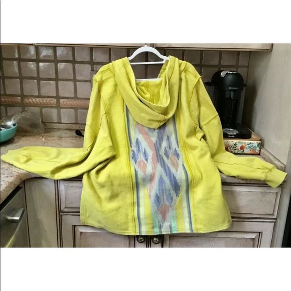 Free People Movement Surf Sesh Baja Sweatshirt Hoodie Yellow Oversized - Picture 6 of 6
